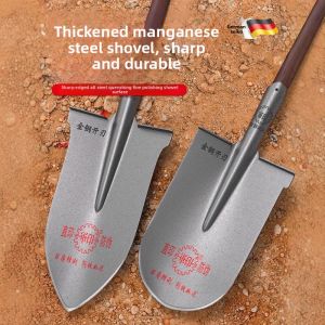 MONLEYTA | Thickened German Manganese Steel Shovel Tree Digging Special Purpose Outdoor Farming Use Heavy Duty Garden Spade Wooden Handle