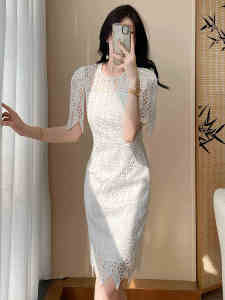 SUYE | Elegant French Style Slimming Lace Dress