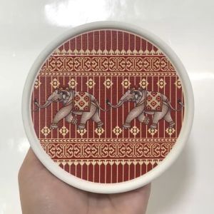 ที่รองแก้วซับน้ำ King Coaster จานรองแก้วดูดน้ำ ทรงกลม R10069 ลายช้าง THAI ELEPHANT 06 ธนบดีเซรามิค