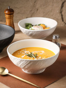 Ceramic Large Soup Bowl Japanese Style Ramen Bowl Eat Noodle Bowl Big Soup Bowl Rain-Hat Shaped Bowl Soup Bowl Personal Special Rice Bowl