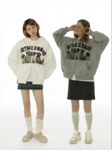 betweenand | Original Dog Family Pattern American Casual Zippered Hoodie