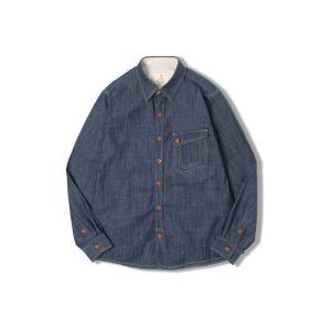 MADEN | Retro Denim Western Shirt Men Autumn Thin
