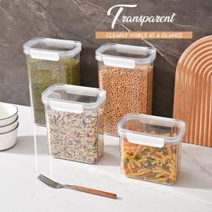 Locaupin Airtight Fresh Keeper Jar Container Snap Lock Lid Candy Snacks Cereal Food Storage Stackable Pantry Organizer