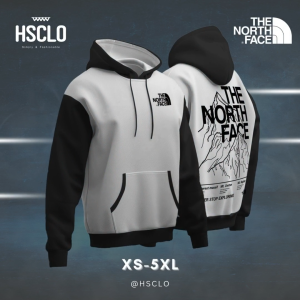 Hoodie Sweater Jumper HSCLO THE NORTH FACE WHITE BLACK HOODIE Bahan Fleece Jaket Lengan Panjang Ukuran Jumbo Big Size XS S M L XL XXL 3XL 4XL 5XL