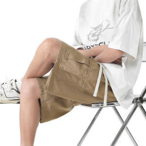 Quần Short Nam Cotton Nguyên Chất Mùa Hè Thường Ngày Rộng Rãi Phong Cách Đường Phố Quần Dài Năm Điểm Mỏng Phong Cách Mỹ