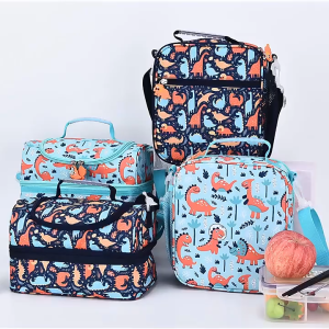 Double Layer Thermal Insulated Children Lunch Box Carrier Bag Cooler Bag Kitchen Storage Bag