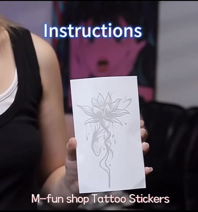 【Mfun shop Tattoo】Long Lasting 2 Weeks Herbal Tattoo sticker, Semi