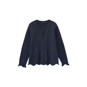 เสื้อสเวตเตอร์คอตั้งแขนยาวผ้าขนสัตว์ผสมคอตตอนสไตล์ฝรั่งเศส ชุดสองชิ้น แขนยาว ทรงเข้ารูป แฟชั่นฤดูใบไม้ร่วง