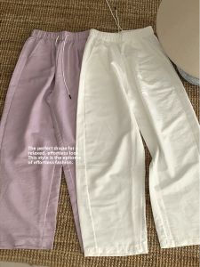 Purple Ice Silk Wide Leg Pants Womens Summer Thin Hanging Sense Casual Small Size Yamamoto Pants Knife Edge Loose Fit Trousers