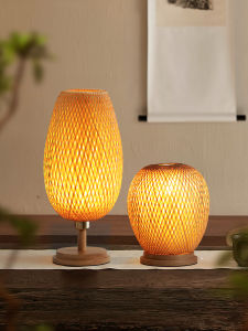 โคมไฟรังนก ไม้ไผ่สาน โคมไฟข้างเตียง LED ขั้วหลอด E27 ไฟตกแต่งบ้าน มี 2 ขนาด ฐาน สีธรรมชา