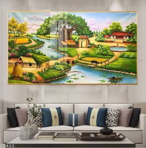 Tranh Treo Tường 3D Đồng Quê Tráng Gương. Treo Phòng Khách Phòng Làm Việc Treo Cầu Thang Tặng Kèm Đinh Treo H32