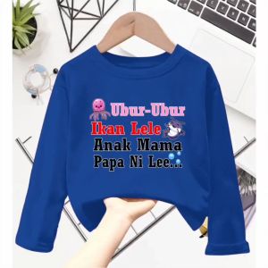 Atasan Baju Kaos Lengan Panjang Untuk Anak Perempuan Motif Ubur-Ubur Ikan Lele Viral Usia 1-12 Tahun