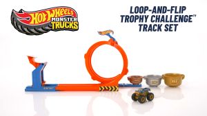 Hot Wheels Monster Trucks Loop-And-Flip Trophy Challenge Playset & Die-Cast Bigfoot Toy Truck (JBX64)