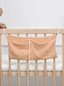 SG EmmAmy® Baby Crib Diaper Storage Bag - Hanging Bag Bedside Edge of Diaper Baby Stroller Pure Cotton Diaper Bag