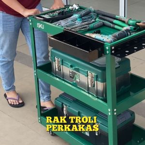 ISKU Trollies Bengkel Rak 3 Susun Trolly Trolley perkakas Cart Rak /Trolly Galon