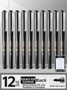deli | Quick Drying Large Capacity Ballpoint Pen 0.5mm Black
