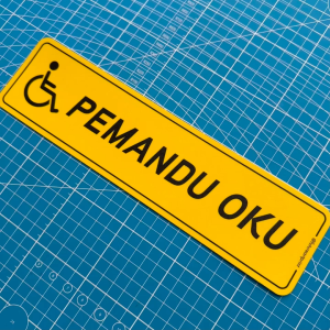 Pemandu OKU Driver. Premium Car Bumper Sticker Disabled Handicapped Person. Stick Outside Car. Lekat Luar Kereta.