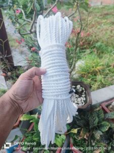 Tali Tambang Kain Putih 4 mm 5 mm 6 mm 8 mm 10 mm panjang 10 meter dan 12 mm panjang 28 meter