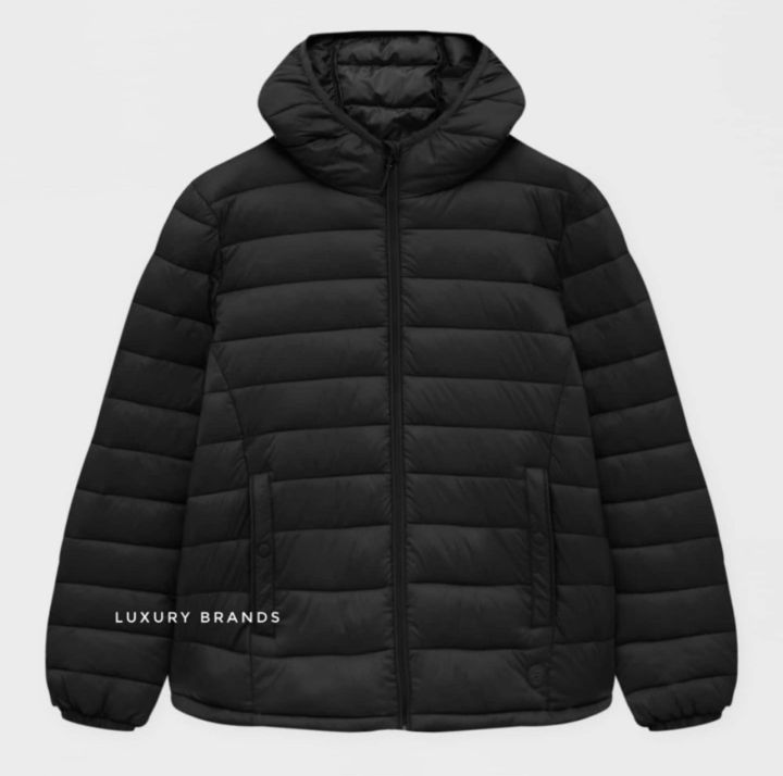 Jaket Bulu Angsa PULL AND BEAR Basic Puffer Jacket Black Puffer