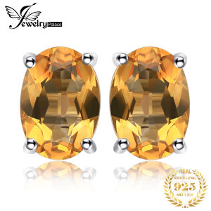 JewelryPalace Birthstone Stud Earrings Natural Garnet Amethyst Citrine Peridot Blue Topaz 925 Sterling Silver Stud Earrings for Women Gemstone Jewelry