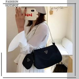 LHSunshine Sale กระเป๋าถือสำหรับผู้หญิง แต่งสายโซ่คล้อง มาพร้อมกระเป๋าใบเล็กอีก 1 ใบ คุ้มสุด สไตล์เกาหลี จะถือหรือสะพายได้หมด 2in1 ไปเลย ใส่ของได้เยอะน้า กดตุ่มด่วน