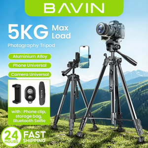 BAVIN P22 Camera Aluminum Tripod for DSLR Tripod Stand for Mobile Phones Lightweight w/ Bluetooth Shutter Remote