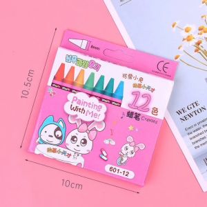[MSIA SHIP] NOVELTY Kids Coloring Crayon 12/24pcs Cartoon Stickers Coloring Book Krayon Warna Kanak Budak Buku Mewarna Kartun Drawing Kindergarten Children Birthday Christmas Present Gift Lukis 绘画 蜡笔