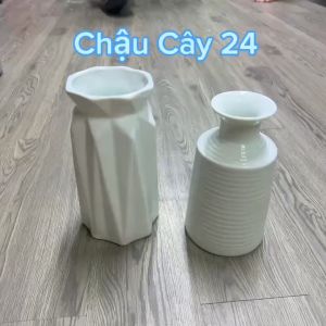 Bình hoa decor trang trí để bàn lọ hoa gốm sứ Bát Tràng dáng miệng loe