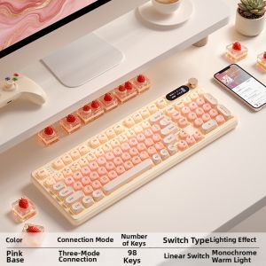 B.O.W | High Appearance Wireless Bluetooth Mechanical Keyboard and Mouse Set For Women 3-mode
