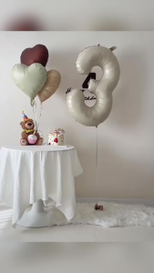 Balon Foil Angka Jumbo Cream Ukuran 32Inch Balon Angka Large Warna Krem Putih Balon Nomer 0-9 Ukuran 80cm