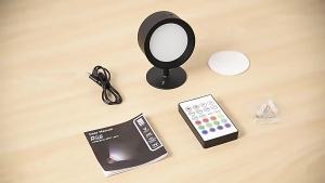 Rechargeable RGB LED Night Light 9 Colors 360° Rotation Wall Lamp Up Down Remote Control Wireless for Bedroom Reading Home