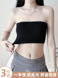 สีดำ ชิ้นเดียว Modal เสื้อในไม่มีสาย ผู้หญิง ฤดูร้อน กันลื่น ชุดชั้นในท่อสีบริสุทธิ์ เสื้อท่อนบน ผ้าพันหน้าอกชั้นฐานสวมใส่ด้านใน