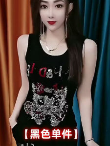 Ice Silk Summer New Fashion Versatile Tank Top round Neck Strap Slim Fit Sleeveless Heavy Embroidery Slimming Upper Apparel