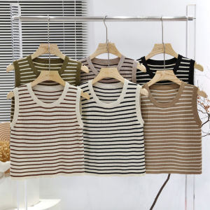 Áo Len Dệt Kim Không Tay Phong Cách Hàn Quốc Cho Nữ Mùa Thu Mới Áo Khoác Ngoài Áo Sơ Mi Cơ Bản Áo Ba Lỗ Áo Ba Lỗ