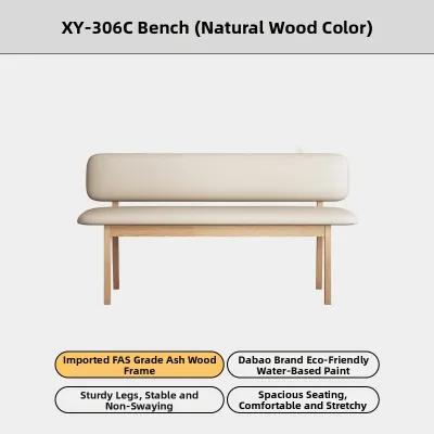 Nordic Solid Wood Upholstered Long Bench