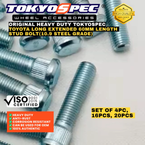 ORIGINAL HEAVY DUTY TOKYOSPEC TOYOTA LONG 60MM EXTENDED STUD BOLT (4PCS 16PCS 20PCS) 10.9 GRADE STEEL