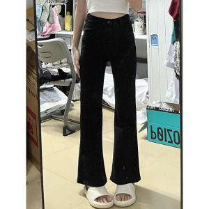 High Waist Slim Fit Black Bell Bottom Denim Jeans Womens Spring Autumn Straight Leg Stretchy Slimming Wide Leg Pants