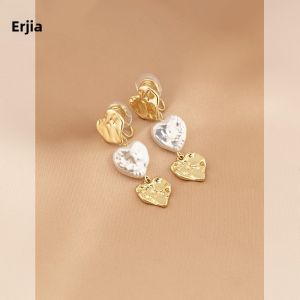 Long Metal Heart Shaped Ear Cuffs Fashionable Korean Style No Piercing Required Elegant Cool Trendy Mosquito Coil Tray Ear Jewelry