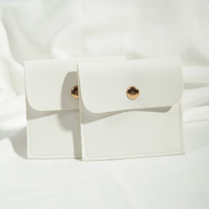 5Pcs Classic White PU Leather Bags with Gold Snap Closure Soft Storage Pouches for Jewelry and Various Small Items for Party Use