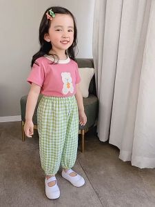 Babyonline(Y407)0F2-L กางเกงขายาวขาจั๊มสำหรับเด็กลายสก็อตสุดน่ารัก ผ้านุ่มลื่น ใส่สบาย