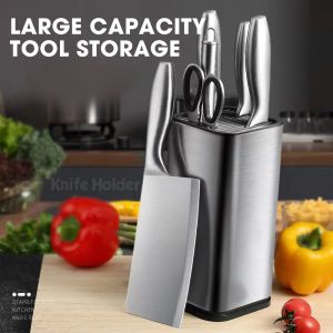 8 Inch Stainless Steel Kitchen Knife Holder Organizer Drawer Holder Square Shape Knives Block /Stainless Steel Kitchen Utensils Storage Box for Tube Spoon/Fork/Knife/shovel