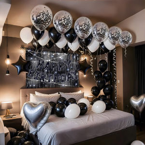 Birthday Rainsilk Curtain Balloon Set Birthday Letter Heart Five Star Aluminum Foil Balloon Birthday Party Decoration