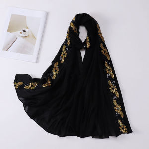 New Pure Color Pearl Silk Shiny Chiffon Long Scarf Womens Diamond Glossy Feel Shawl Headscarf Multi-Functional Rectangular