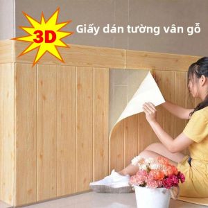 3D Decal Dán Tường Tự Dính 35X35Cm DIY Vân Gỗ Xốp Chống Thấm Nước Chống Ẩm Trần Phòng Ngủ Giấy Dán Tường Phong Cách Hiện Đại