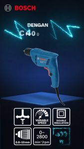 Paket Bor Kayu & Besi GBM 400 Bonus Mata Bor X34 Bosch