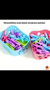 ( Free Keranjang ) Jepitan Jemuran Set isi 30 pc Bonus Keranjang Jepitan Jemuran - Hanger Serbaguna