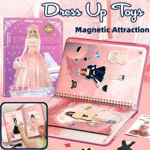 Quiet Book Magnetic Princess Dress Up Toys Creative Paper Dolls Stickers Puzzles Children Gift