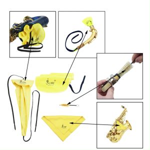 Musical Instrument Repair Tools: Saxophone Instrument Four-Piece Set & Universal Cloth Cotton+Bristle+Metal