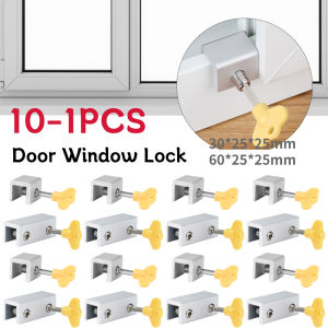 Aluminum Window Locks with Key Window Cable Limit Lock Adjustable Portable Alloy Security Multi-function for Bedroom and Office