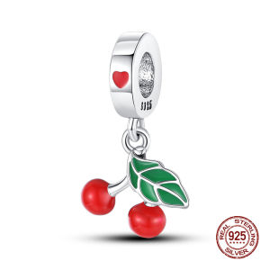 Chất Liệu Bạc 925 Nguyên Bản Trái Cây Quả Anh Đào Bơ Chủ Đề Mặt Dây Chuyền Hạt Charm Cho 3 Mm Vòng Tay Nữ Tự Làm Mỹ Món Quà Trang Sức